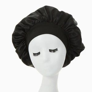 Women Satiny Bonnets for Sleeping Black Band